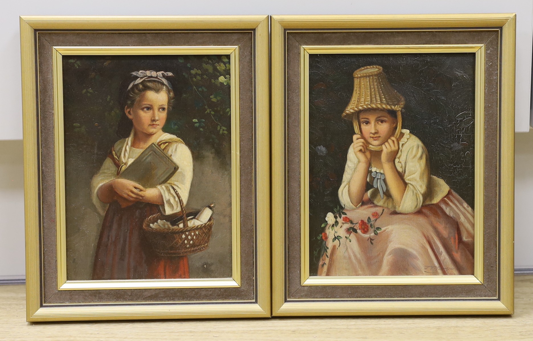 J. Barnes and J. Marquita, two oils on canvas, 'Returning from School' and 'A Saucy Miss', signed, 20 x 15cm